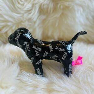Victoria's Secret PINK | Black All Over Logo Print Dog | 2015 Retired VS Plushie